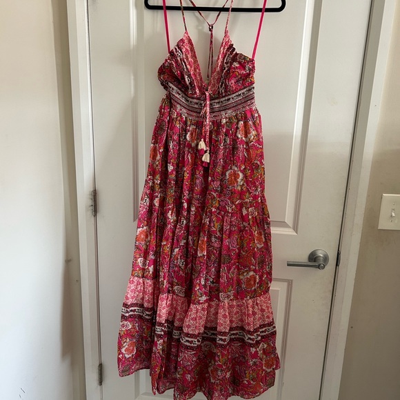 Free People Dresses & Skirts - Free People Pink and Cream Floral Smocked Tank